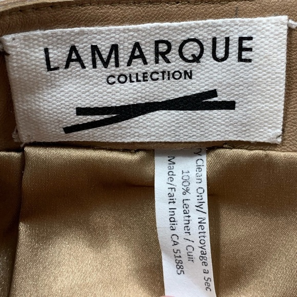 Lamarque Collection Tan Leather Midi Pencil Skirt - Picture 9 of 13